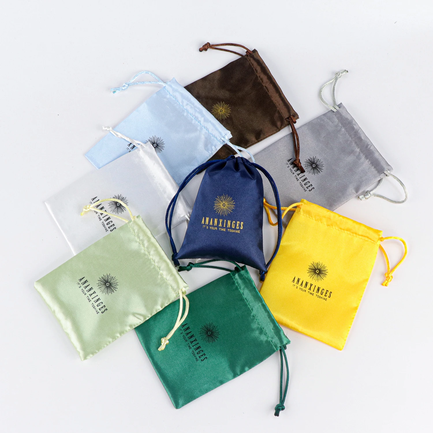 Изготовленный на заказ печатный логотип большие шелковые украшения для волос мешочек пыли ресниц мешок обуви атласные мешки