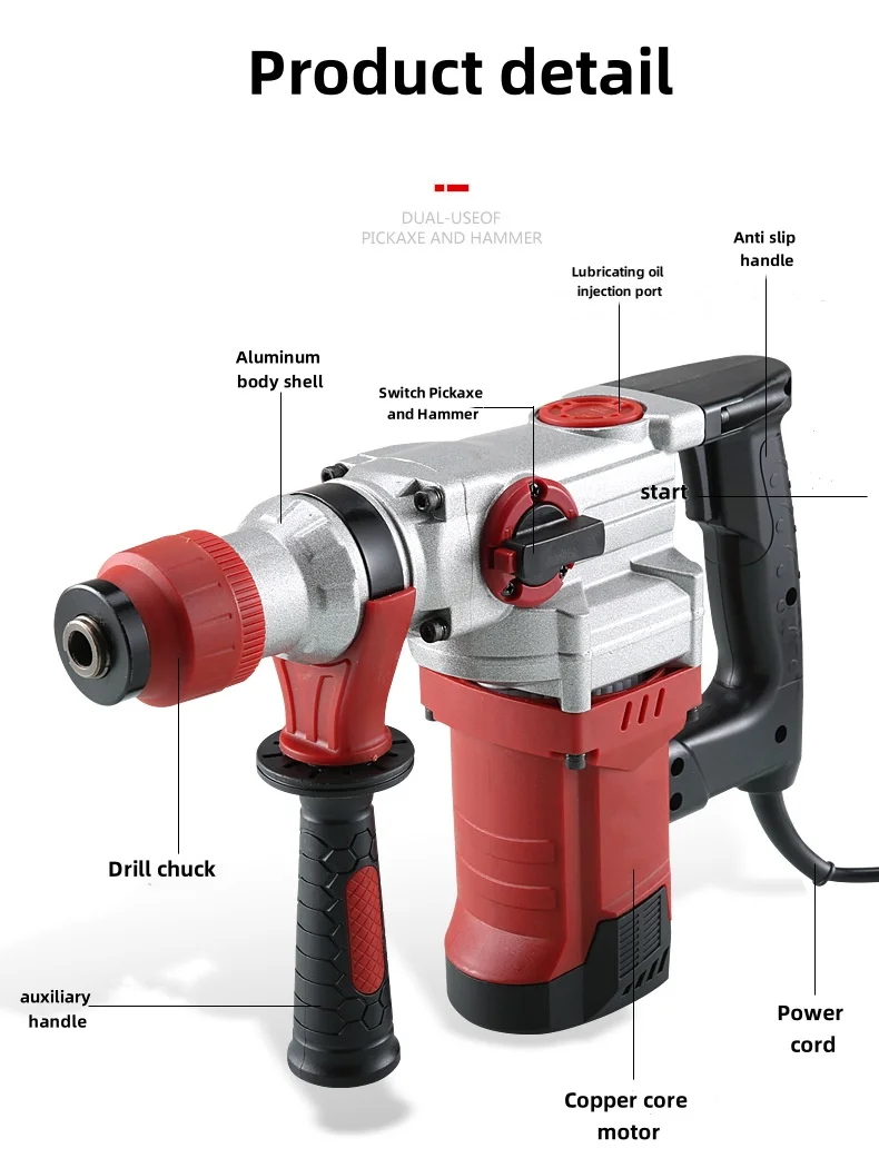 House industrial  Electric Hammer cordless  drill Hammer rotary hammer drill machine demolition grooving machines for concrete