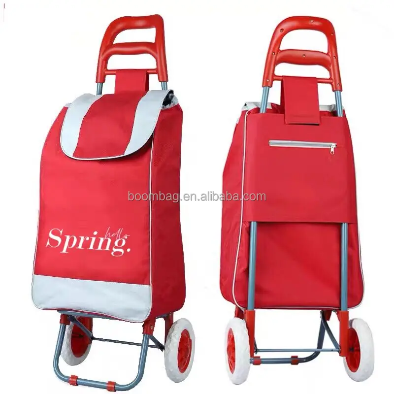 Foldable Supermarket Shopping Trolley Bag with Wheels Vegetable Folding Wheeled Lightweight Shopping Trolley Cart