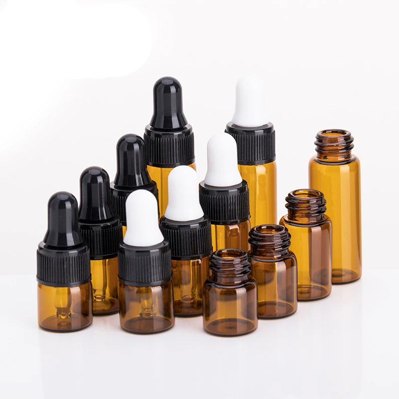 MINI amber 1ml 2ml 3ml 5ml glass dropper bottle with dropper for essential oil