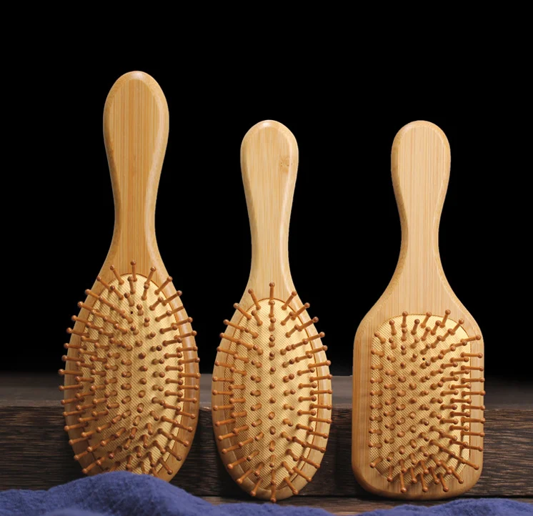 Bamboo Hair Brush for Hair Growth, Natural Bamboo Bristles Detangling Wooden Paddle Hairbrush for Massaging Scalp, for Women Men