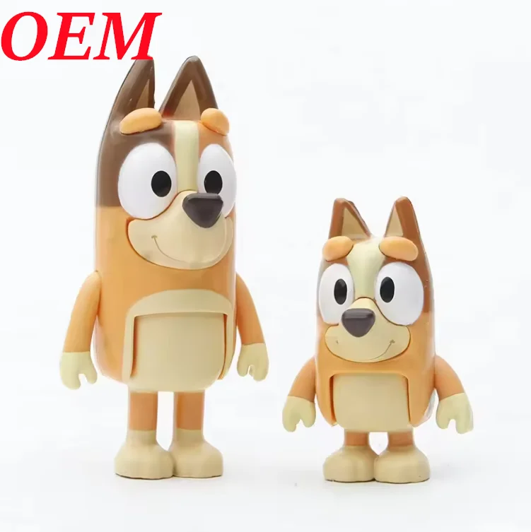 Custom High Quality Small Dog Bingo Movable Joints Model 8-Piece Plastic Family Dog Toy Figurine Set