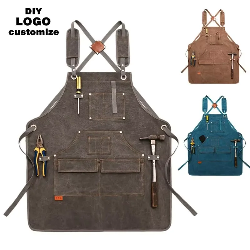 Wax canvas heavy duty multi-functional pocket apron Carpenter woodworking welder apron