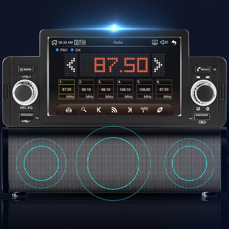 Car Radio BT MP5 Player 1 Din IPS Screen Autoradio Stereo FM Radios Charging Support Rear View Camera