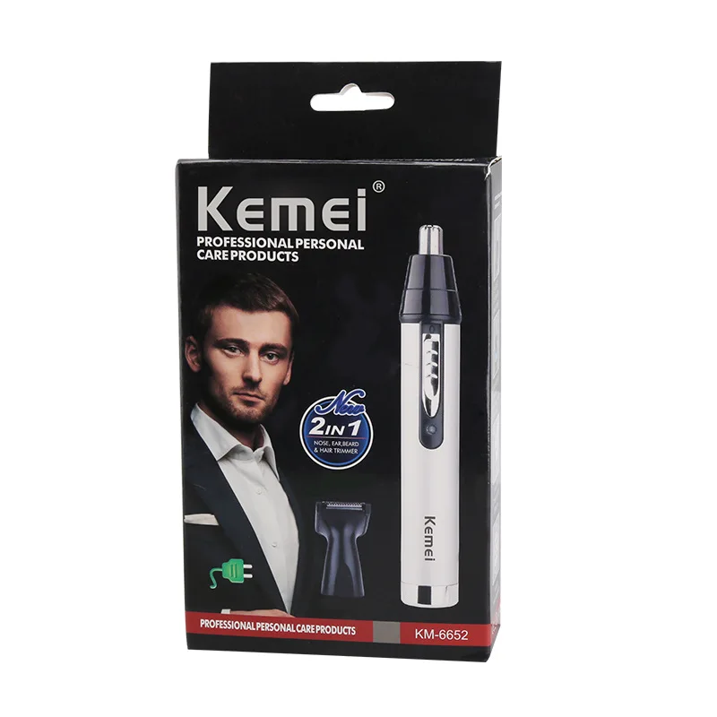  KEMEI KM-6652 2in1 профессиональная электрическая аккумуляторная машинка для стрижки волос в носу и ушах бритва триммер средства личной гигиены
