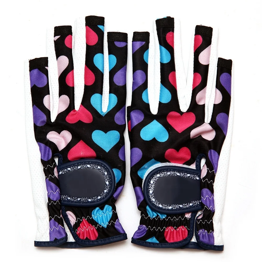 Custom Janpan Punching Polyester Print Nail Breathable Fabric Golf Gloves