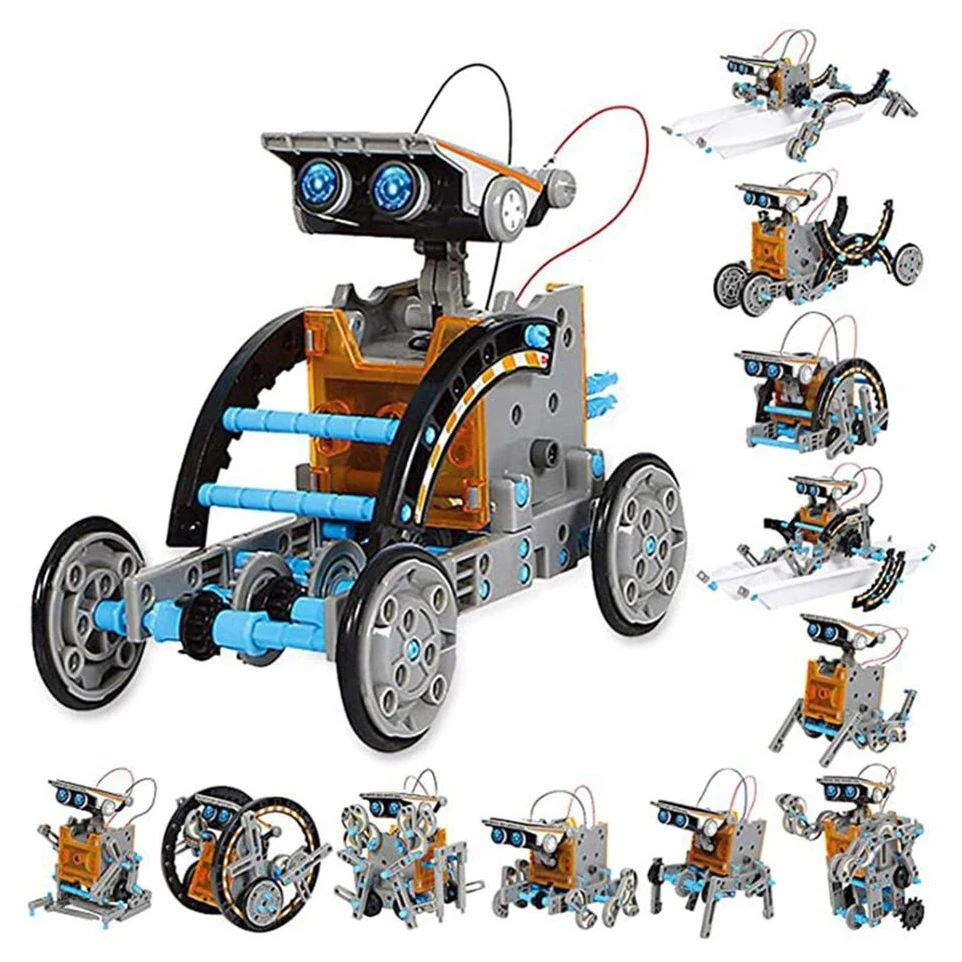 Обучающие игрушки-роботы на солнечной батарее STEM 12 в 1 190 шт. набор для самостоятельного строительства и научных экспериментов детей 8-10