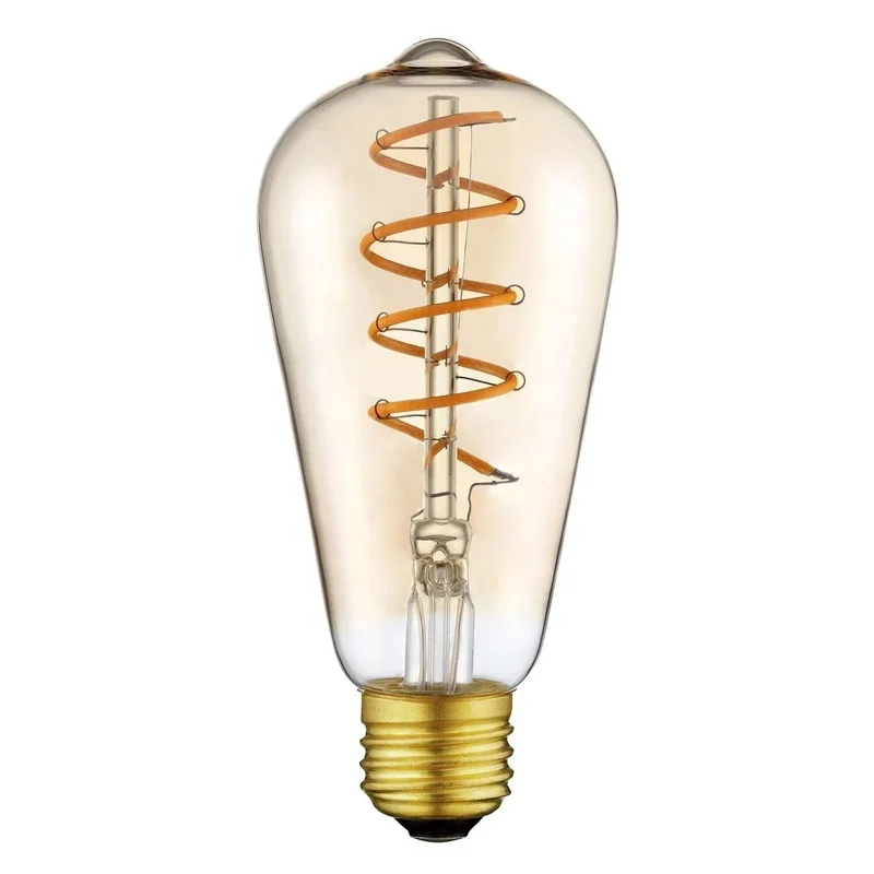 Vintage Style Dimmable ST58 E27 E26 Decorate Amber Spiral Soft Filament Decorative Bulb