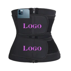 Custom Logo Two Straps Double Belts Neoprene Latex Women Plus Size Waist Trainer Zipper Private Label