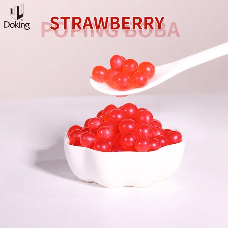 Doking Strawberry Popping Boba Flavored Popping Boba Pearls Juice Bursting Ball for Bubble Tea