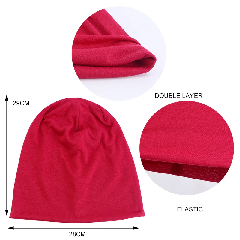Comfortable Plain Soft Stretchy Cotton Warm Plain Color Slouchy Beanie Hat for Women Men Chemo Cap