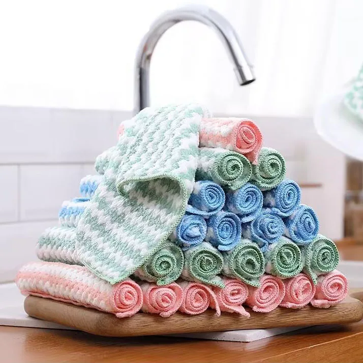 Large Thick Coral Velvet Luxury Adult Soft Absorbent Quick Drying Kitchen Towels Set