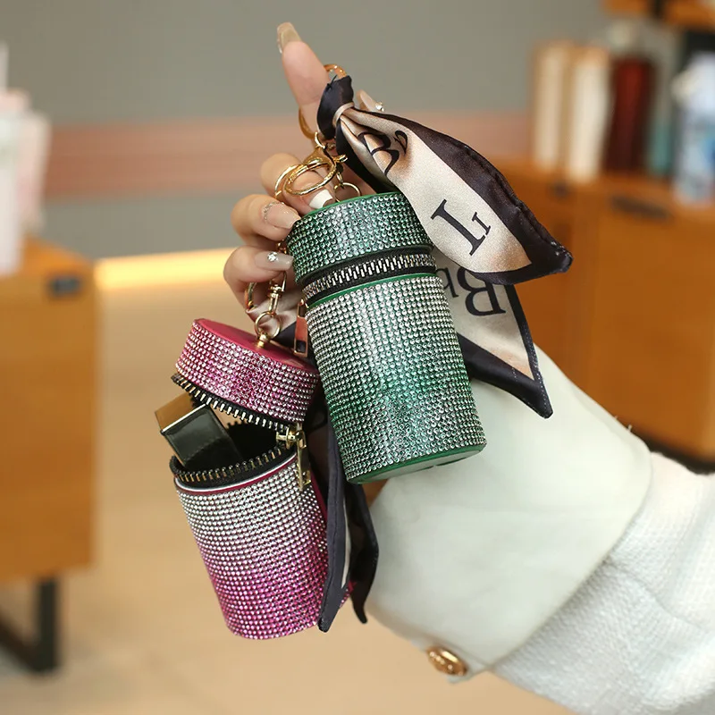 Summer Ladies Simple airpods Coin Purse Bucket Bag Luxury Jewelry Bag Luxury Diamond lipstick coin purse Keychain
