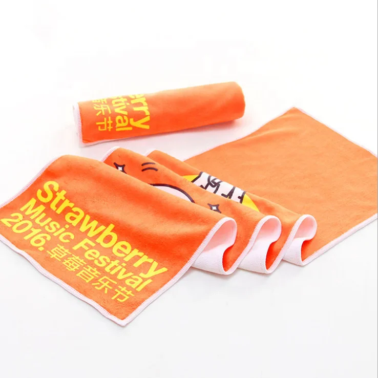 Small MOQ 100% Polyester Microfiber Sports Slogan with Logo Custom Rally Towel