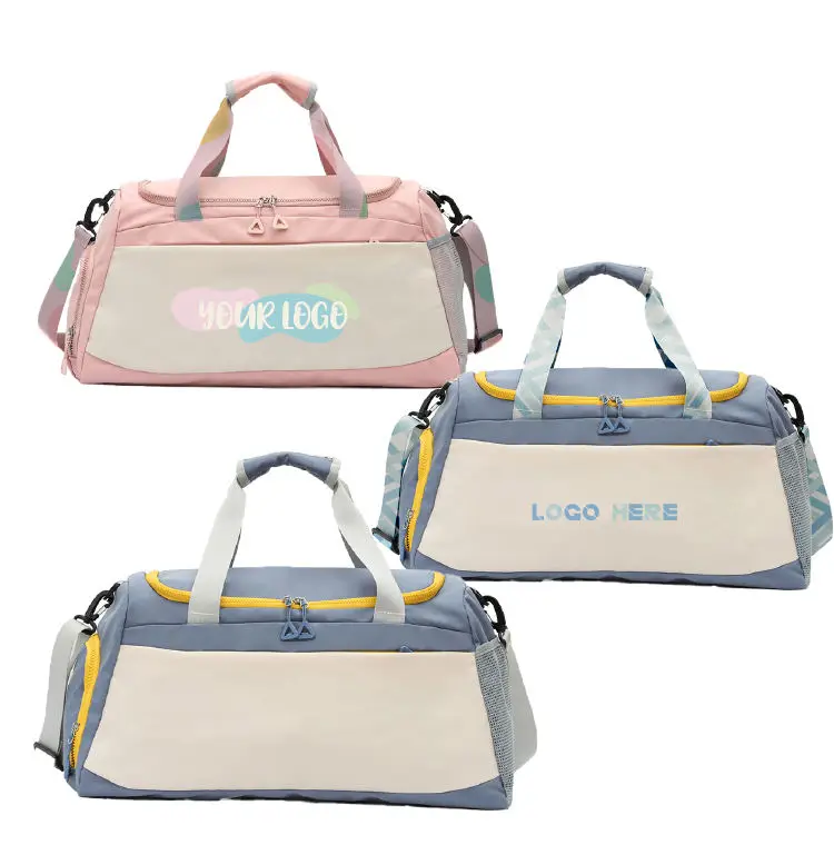 Custom Logo Women Men Workout Tote Sports Nylon Gym Personalized Travel Duffel Bag With Wet Pocket Shoes Fitness Yoga Bags