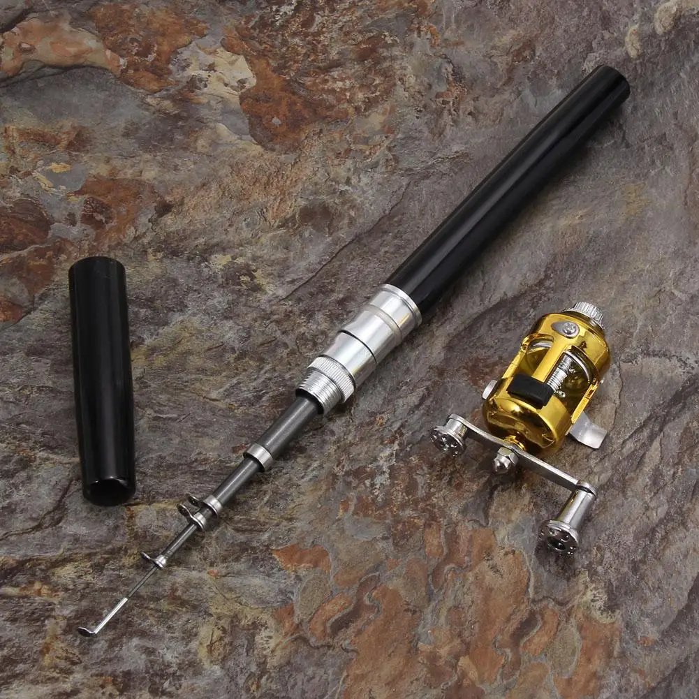 Promo portable pocket aluminum pen shaped telescoping fishing rod
