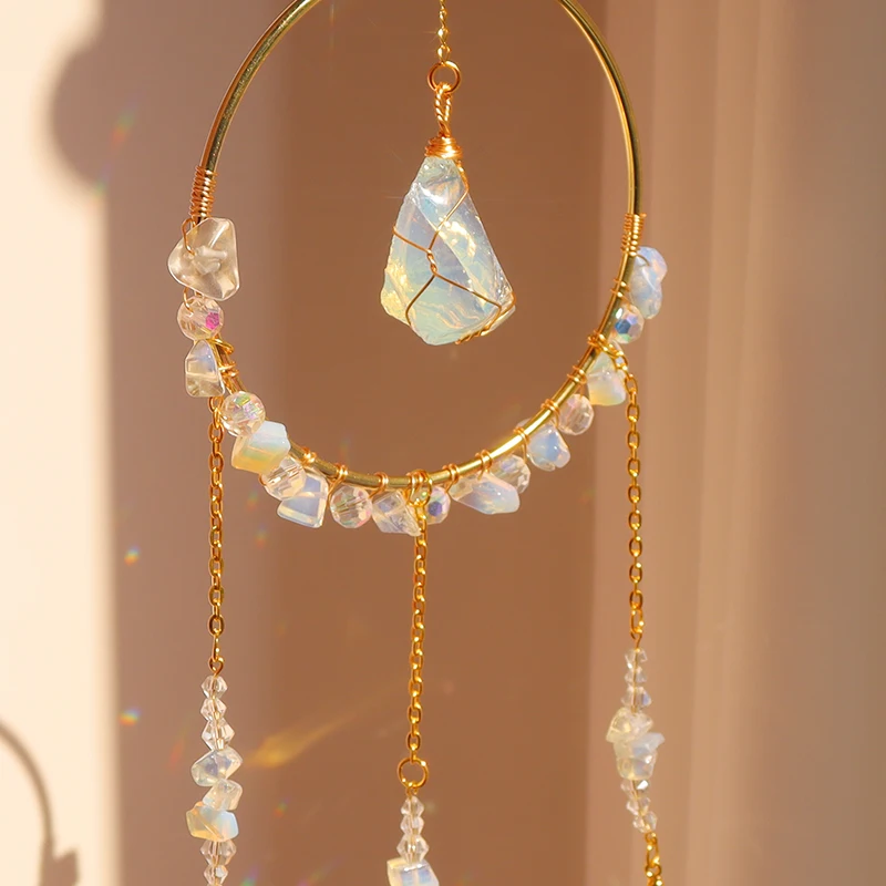 Wholesale circle raw crystal suncatcher rainbow spaces suncatchers  bernstein wave suncatcher