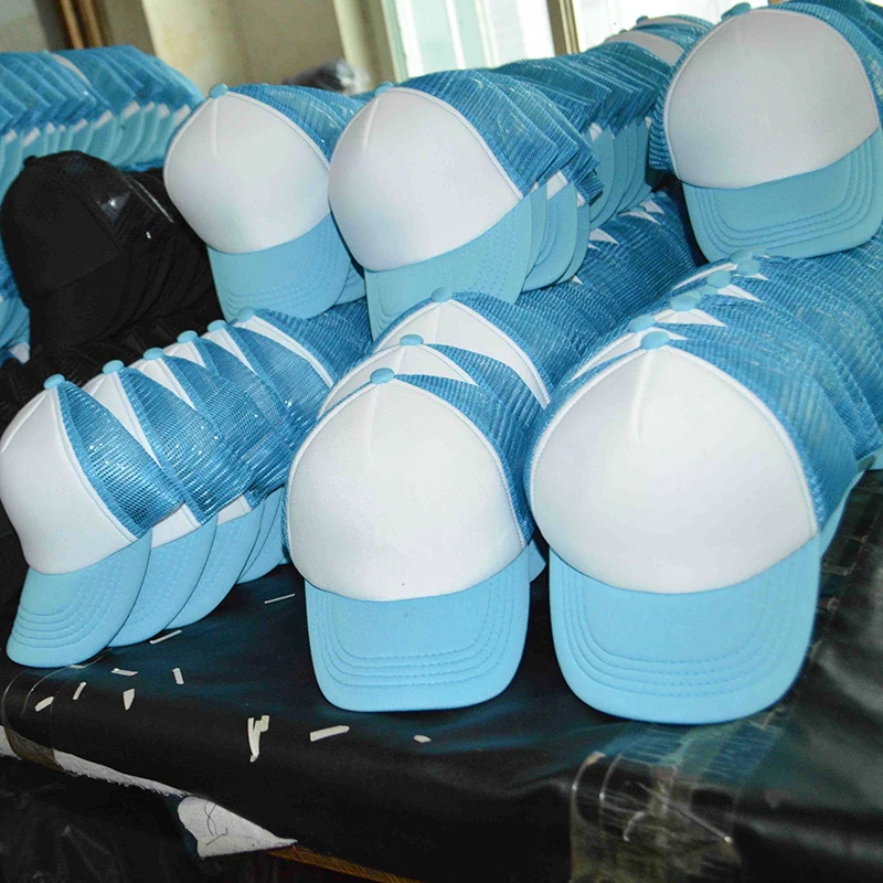 Оптовая продажа пустая спортивная шапка с логотипом на заказ 5 панелей вышивкой сетчатая шапка-тракер из пенопласта