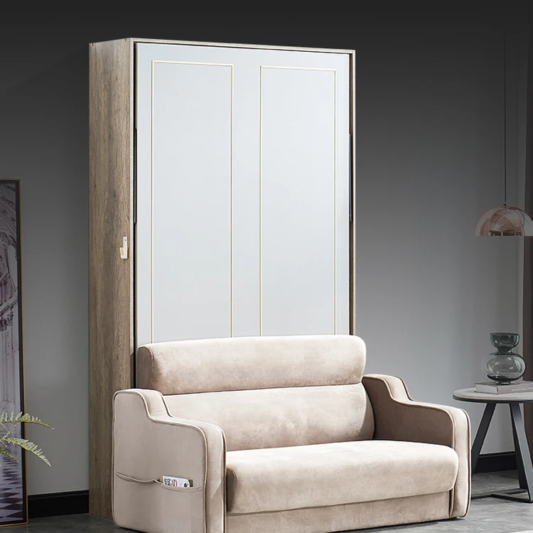 2021 New Style Metal Bunk With Desk Bed Black Adjustable Murphy Bed WT-B07