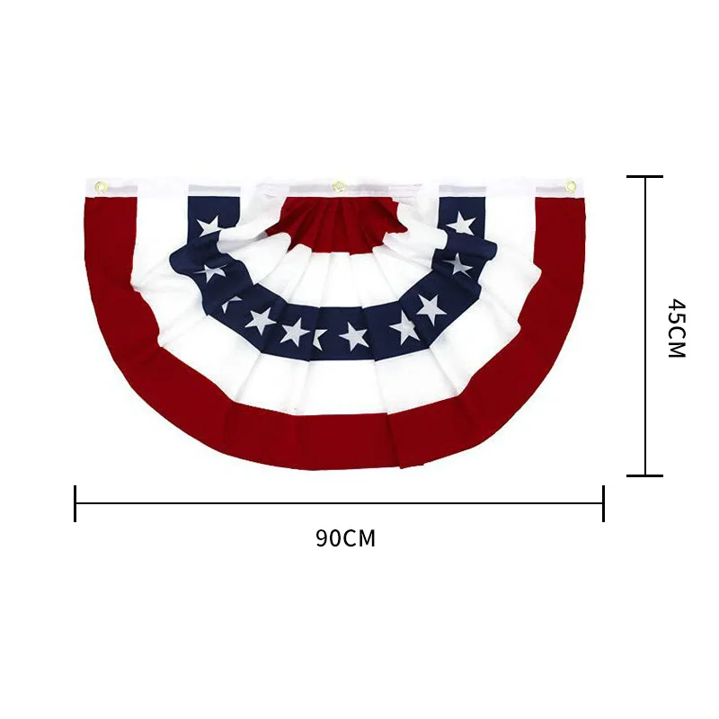 USA Pleated Fan Flag American US Bunting Flag Patriotic Half Fan Banner Flag for 4th of July Independence Day Decoration