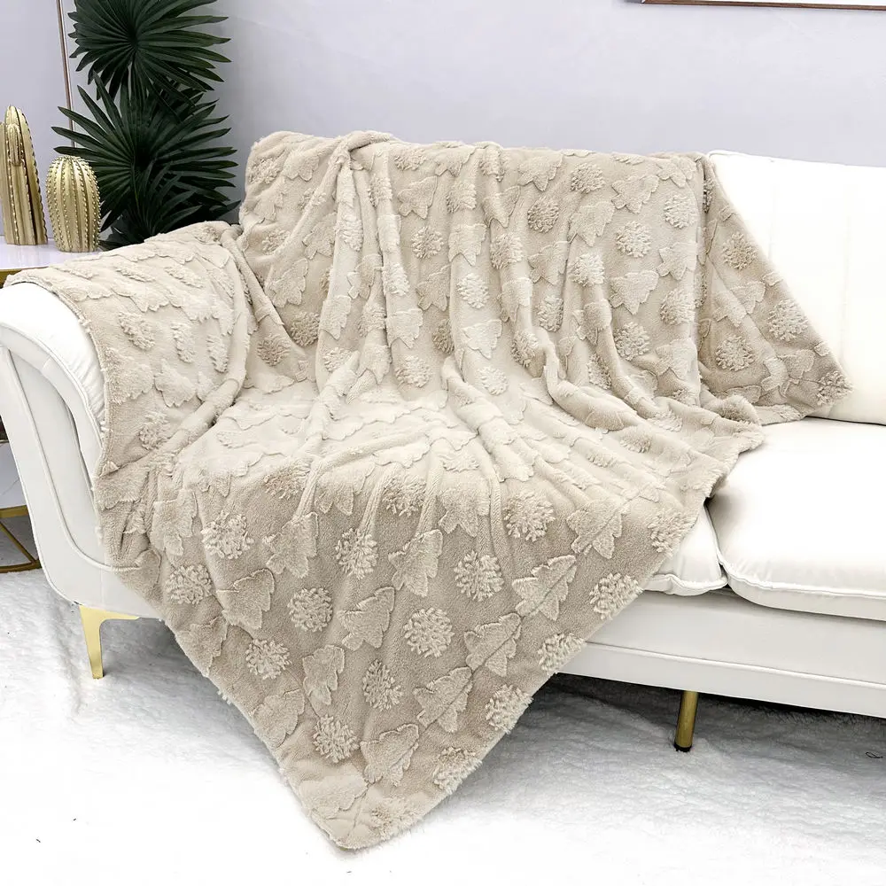 Professional Factory Rabbit Fur Fleece Blanket Custom Company Logo Plush Super Soft Flannel Polar Fleece  Sherpa Throw Blanket