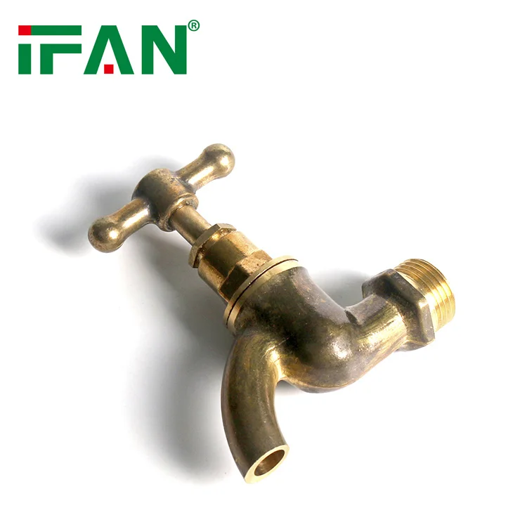 IFAN Factory Forged Copper Bib Cock Outdoor Brass Water Tap Garden Gold Color Faucet