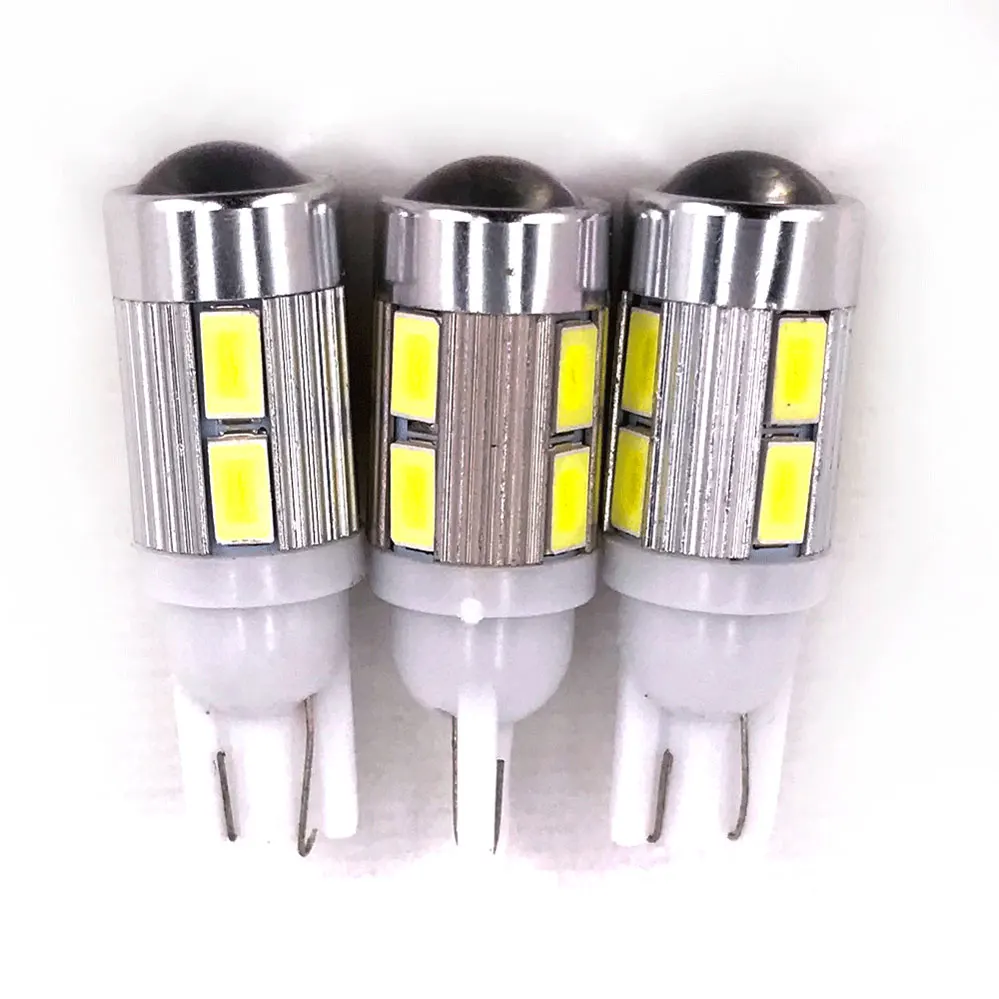 T10 Led W5W 168 Car Wedge Interior Dome Lighting Lamp 5630 6SMD 10SMD DC12V Silica Gel Turn Side Bulbs 6000K White 194 Led Bulb
