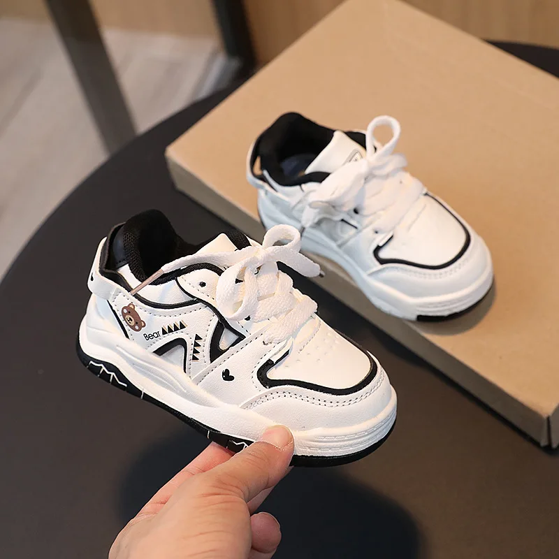 Cute Style Lace Up Fashion Children Walking Shoes TPR Outsole Material Fit Kids Shoes