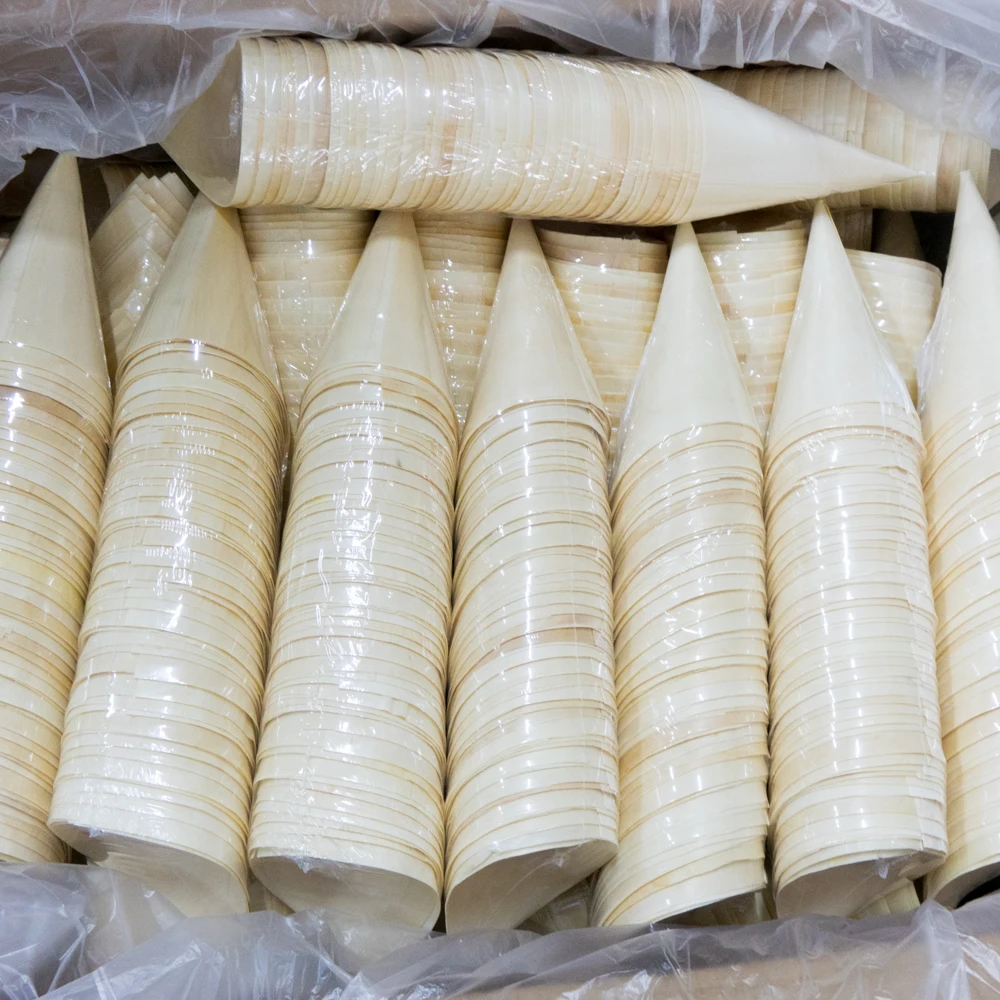 Organic materials pizza waffle ice cream cone packaging disposable food trays bamboo cones wooden sushi boat