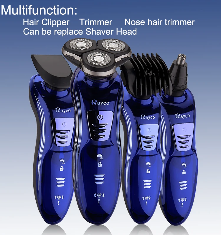 Профессиональная Мужская электрическая моющаяся перезаряжаемая бритва синего цвета