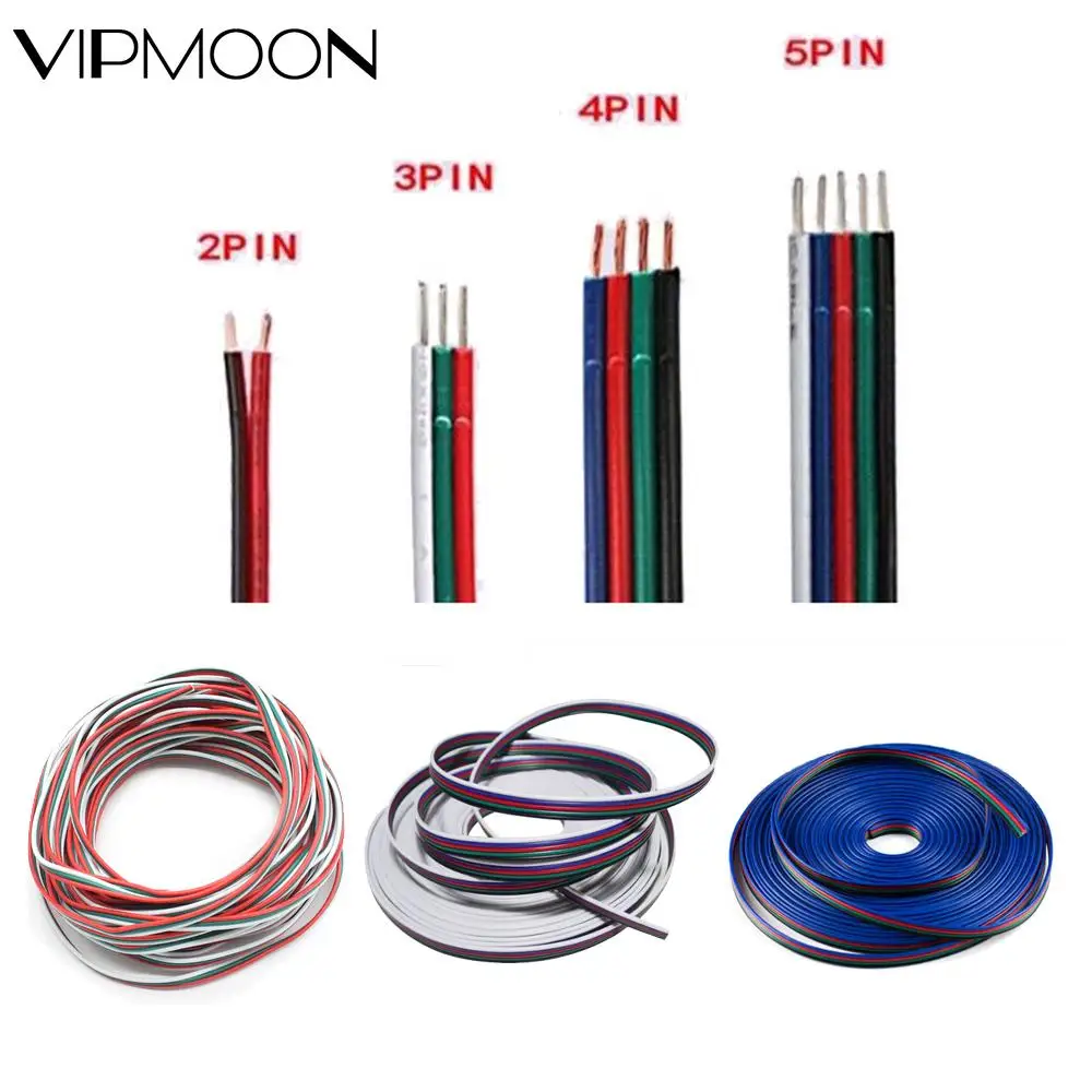 2/3/4/5-контактный Электрический провод 22 AWG 1-100 м светодиодный Удлинительный кабель для RGB RGBWW CCT WS2812 светодиодные модули полоса освещения SM JST