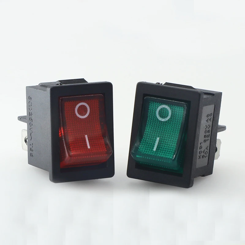 KCD1-104N ВКЛ-ВЫКЛ 4 штыря Кулисные переключатель 21*15 DPDT с подсветкой желобковый выключатель