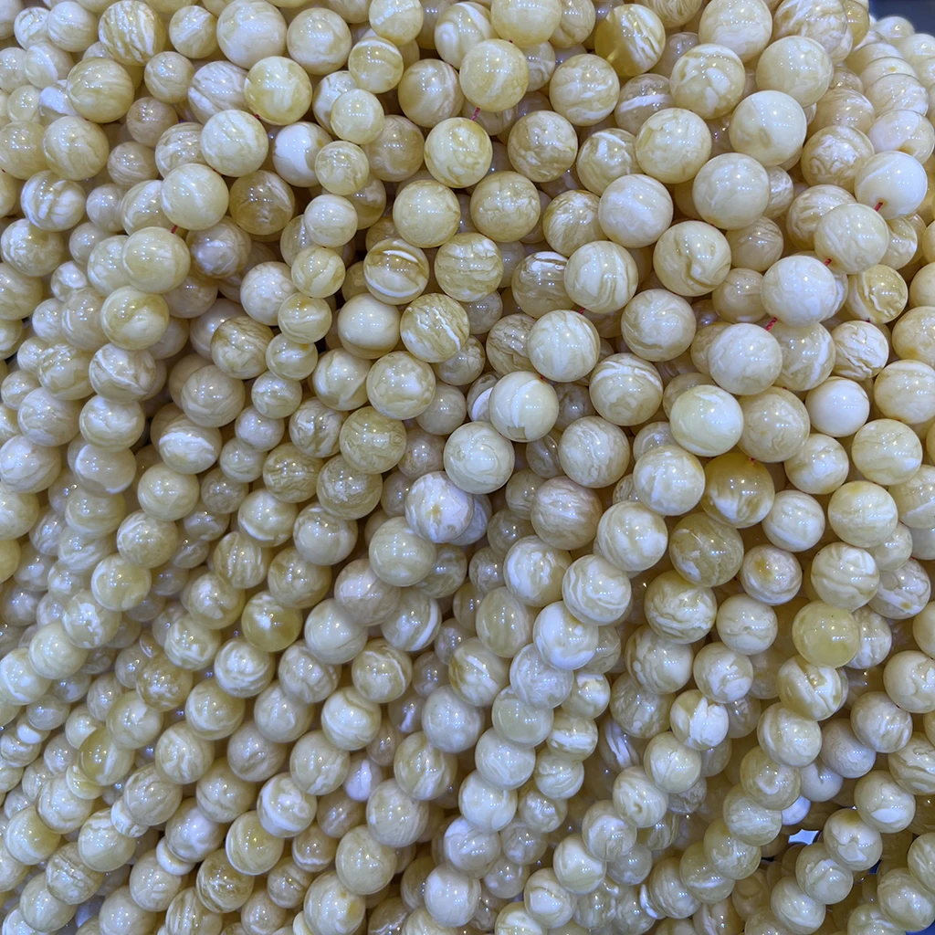 Natural Amber Jewelry Russian Amber High Quality Tiger Skin Pattern White Amber 10-14mm Complete Muslim prayer beads with Imam