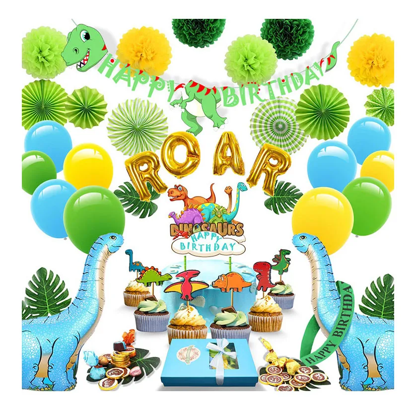 Nicro 97 шт. тематический динозавр украшение для дня рождения мальчиков цветы воздушные шары Торт Топперы створки Пальмовые Листья товары для вечеринки