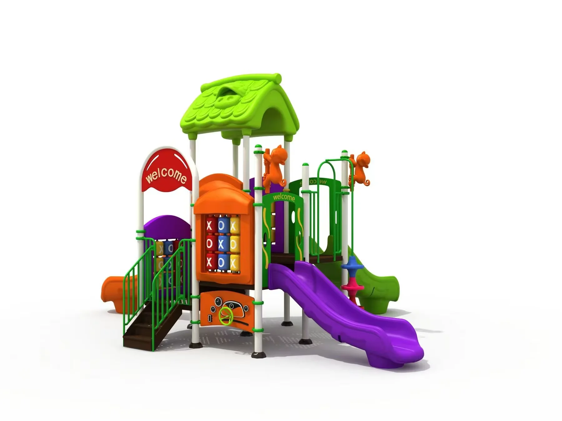 Outdoor Playground Equipment Kids Wooden Backyard Slide Swing Set
