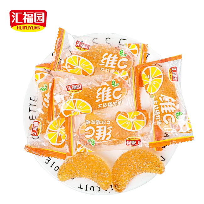 Huifuyuan factory supply sweet orange shaped fruit soft jelly candy