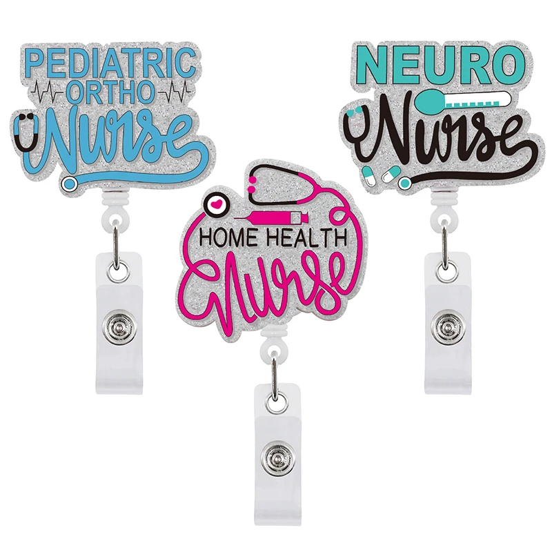 New Styles Medical Series Nursing Student Badge Reel For Scrub Life Acrylic Badge Holder Nurse Badge Reel