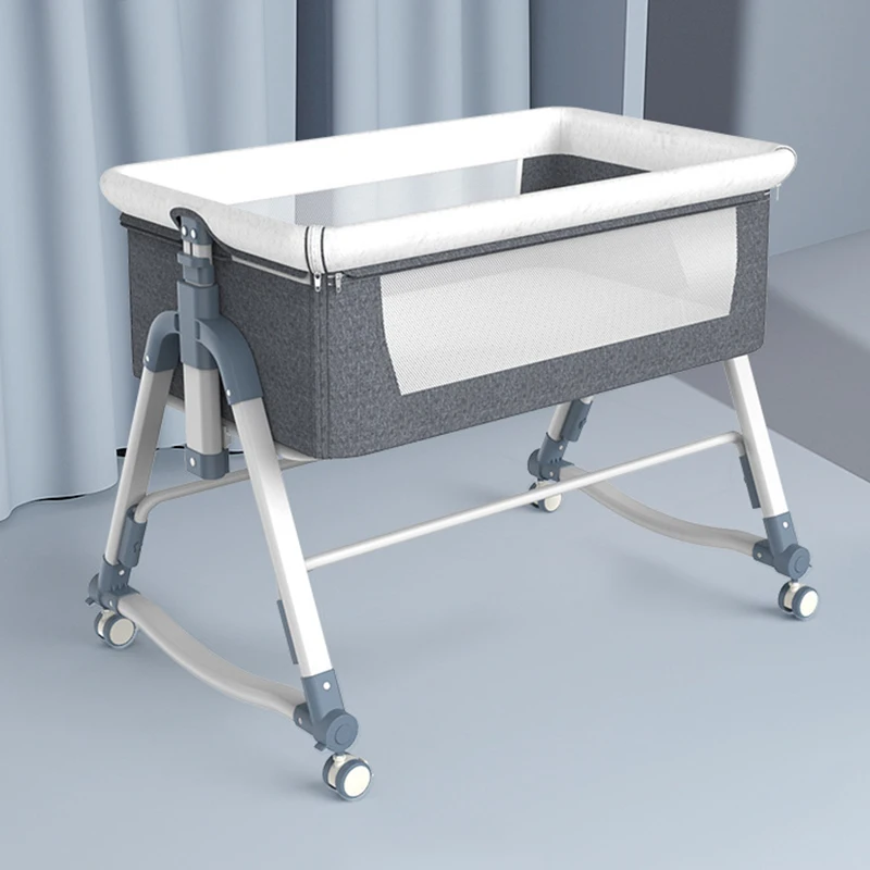 
foldable bed height adjustment stitching baby bed anti-spill milk portable mobile baby cribs big baby cradle bed 