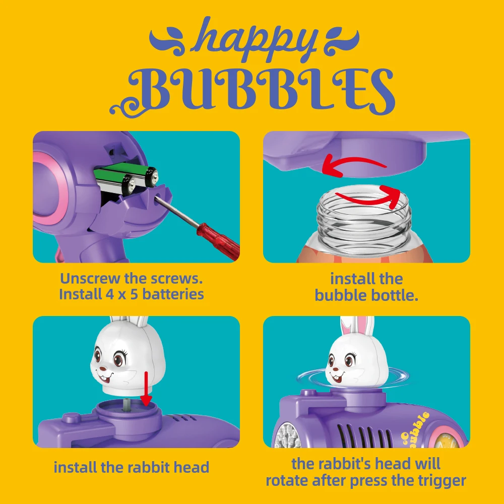 Customizable Mini Bubble Gun for Kids Unisex Easter Manual Bubble ABS Plastic Material for Lighting Play Outdoor Play Bubble Set