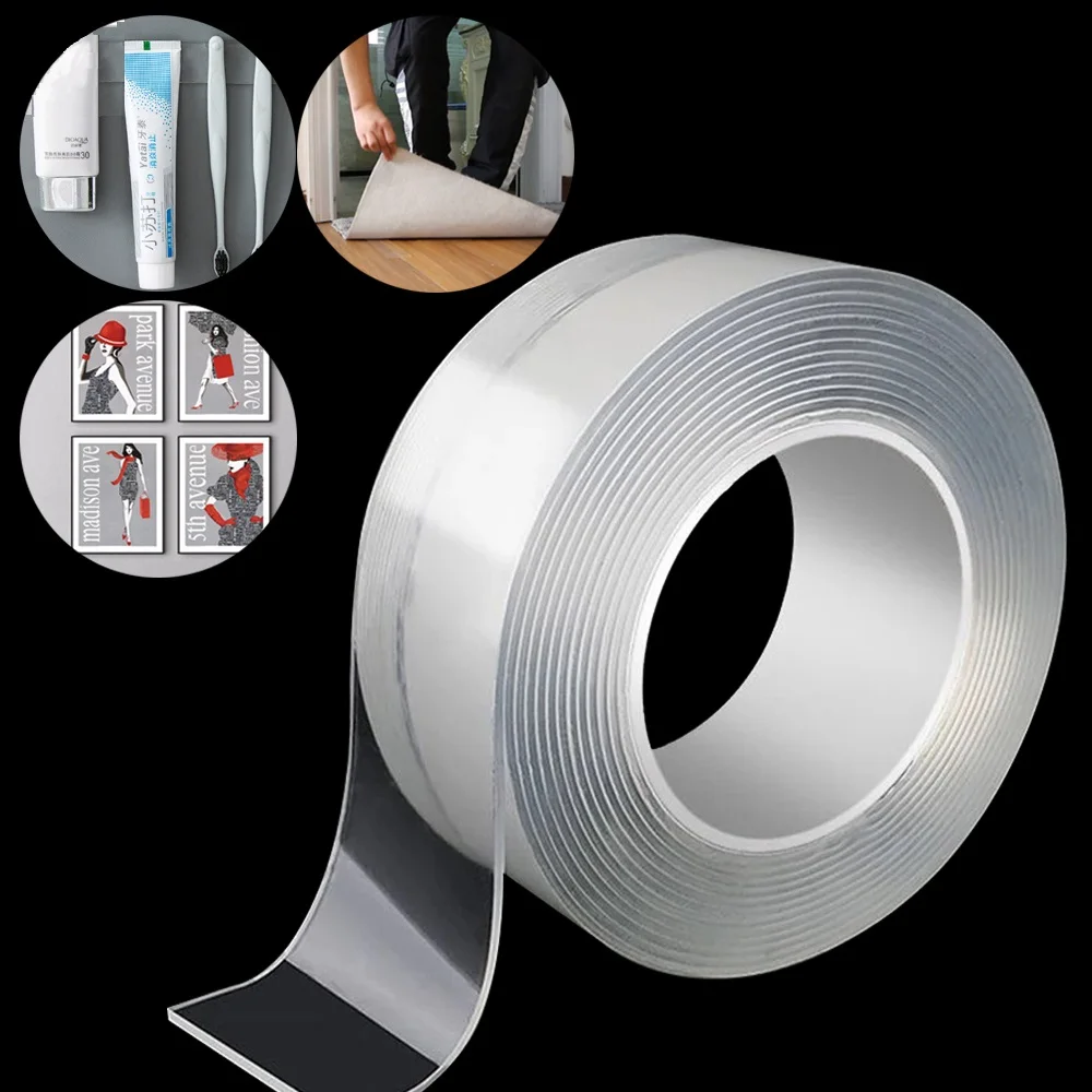 Custom High Mounting Adhesive Tape 5kg on the Wall Reusable Grip Double Sided Transparent Nano Tape