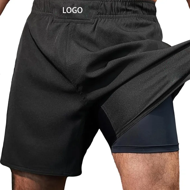 Custom Printing sublimation 2-in-1 BJJ MMA Fight Shorts Built-in Compression Lining Grappling, Brazilian Jiu Jitsu, No-Gi Shorts