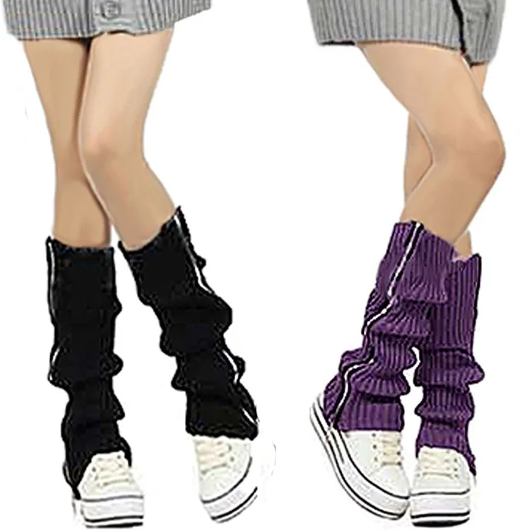 Women Colorful Warm Acrylic Sox High Quality White Happy Dance Leg Sleeve Custom Long Adjustable Zipper Slouch Socks