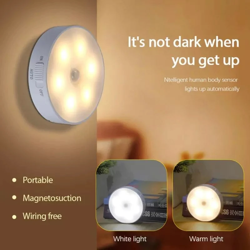 
USB Rechargeable Wall Lamp LED Wireless PIR Motion Sensor LED Night Light for Bedroom Stairs Cabinet Wardrobe Lighting 