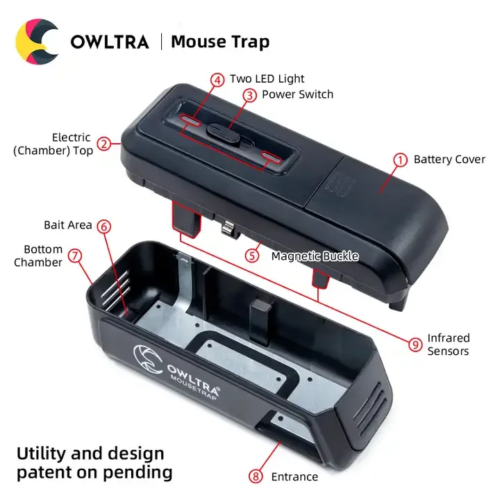 [OWLTRA] Quick Domestic Effective Mousetrap Lightweight Electric Rat Killer Trap No Poison Electronic Plastic Mouse Trap
