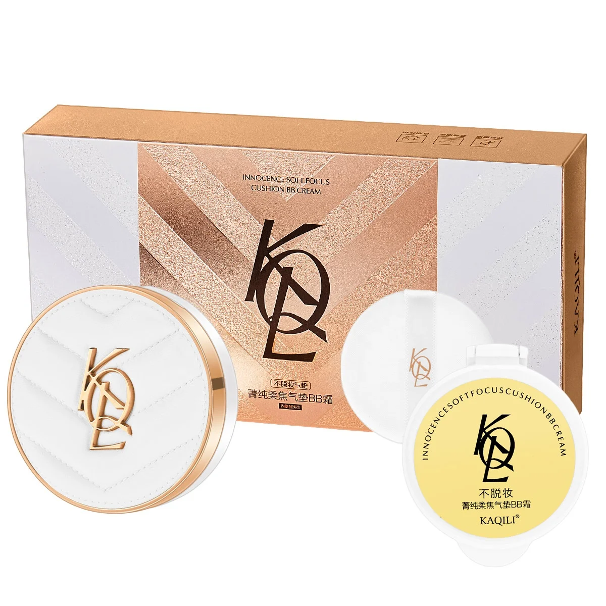 Kaqili full coverage satin air cushion BB cream set  classical luxurious cushion BB foundation waterproof long lasting  BB cream