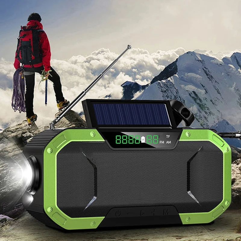 Outdoor Waterproof Portable Powered Battery Charging Am Fm Flashlight Kurbel Survival Weather Hand Crank Solar Emergency Radio