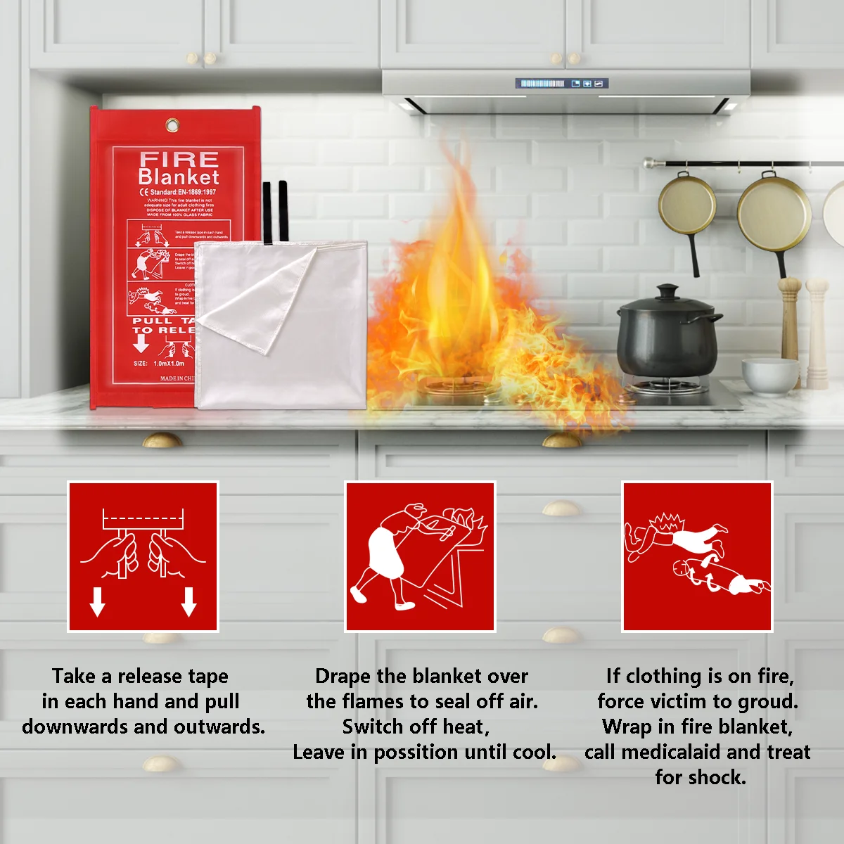 Местные запасы в Америке! Стекловолоконное одеяло для аварийного выживания Winmax 1 м * 1 м