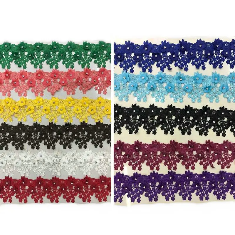 Hot Sale Wholesale  Milk Silk/Polyester 3D  flower Lace