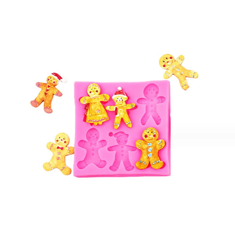 6 Pcs Christmas Liquid Silicone Fondant Molds Set 3D Cake Baking Tools For Chocolate Candy Cookie Decoration