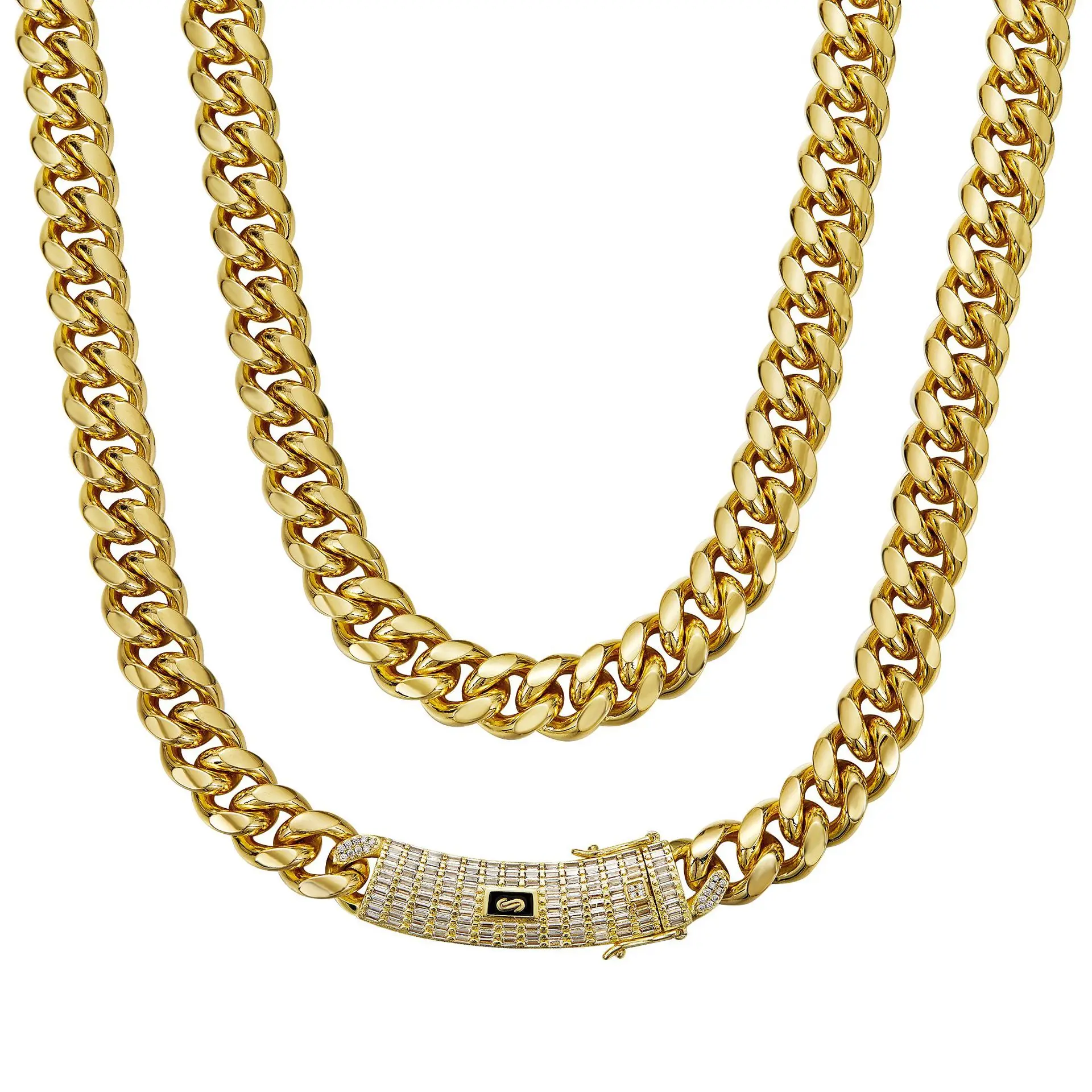 14k 18k Gold Plated 6mm/8mm/10mm/12mm/14mm Stainless steel Monaco Miami Cuban Link Chain Necklace Hiphop Monaco Chain Jewelry